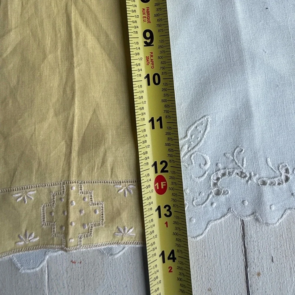 Vintage Embroidered Linen Lot 6 Cutwork Floral Table Linens Hankies